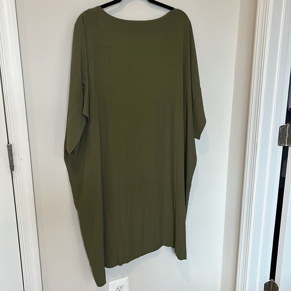 Madewell Novel Shift Summer Dress Vintage Moss Green V Neck Viscose Size 3X - Picture 5 of 6